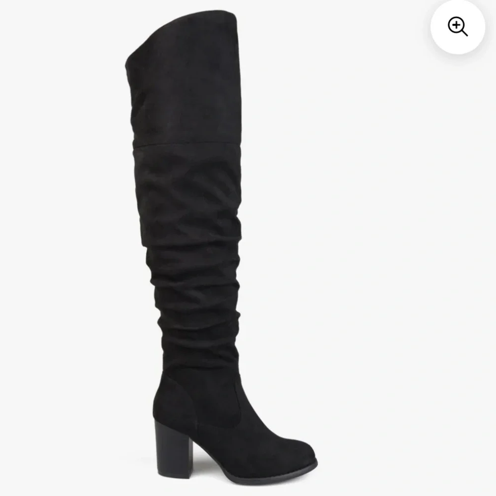 JOURNEE KAISON BOOTS Faux Slouchy Black Suede Women’s Size 6.5 Thigh High new